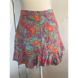 GB Gianni Bini Size Large Short‎ Skirt Hawaiian Print w/ Ruffle
